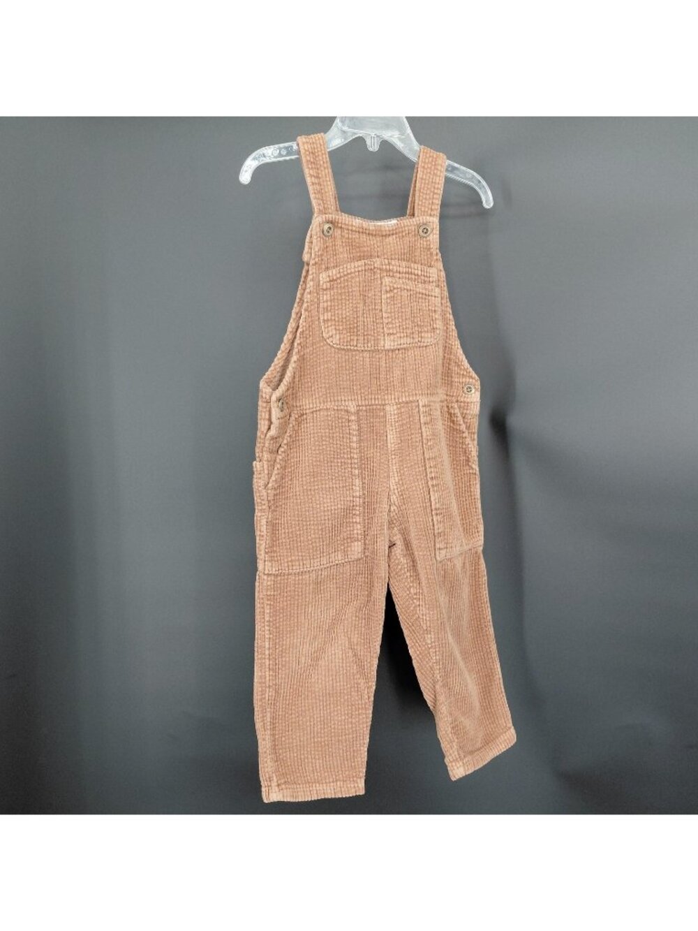 ZARA Overalls Toddler 3T Brown Corduroy Button Fall Play Bib Jumpsuit Pocket